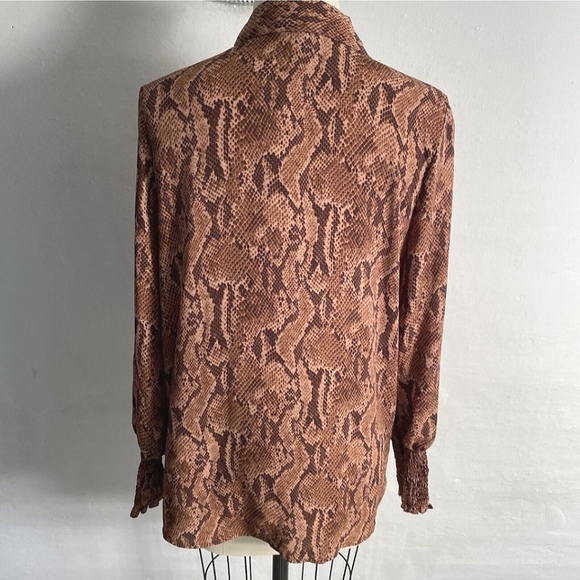EXPRESS - New- Button Up Collared Snake Print Blouse - Picture 12 of 12